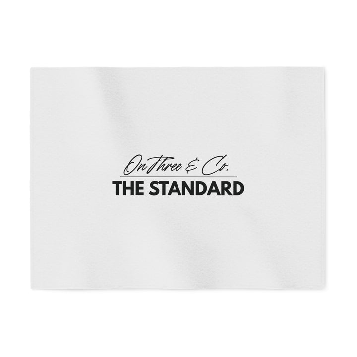 THE STANDARD Oversized Sweatshirt Blanket 80×60 | Black Font | On Three & Co.