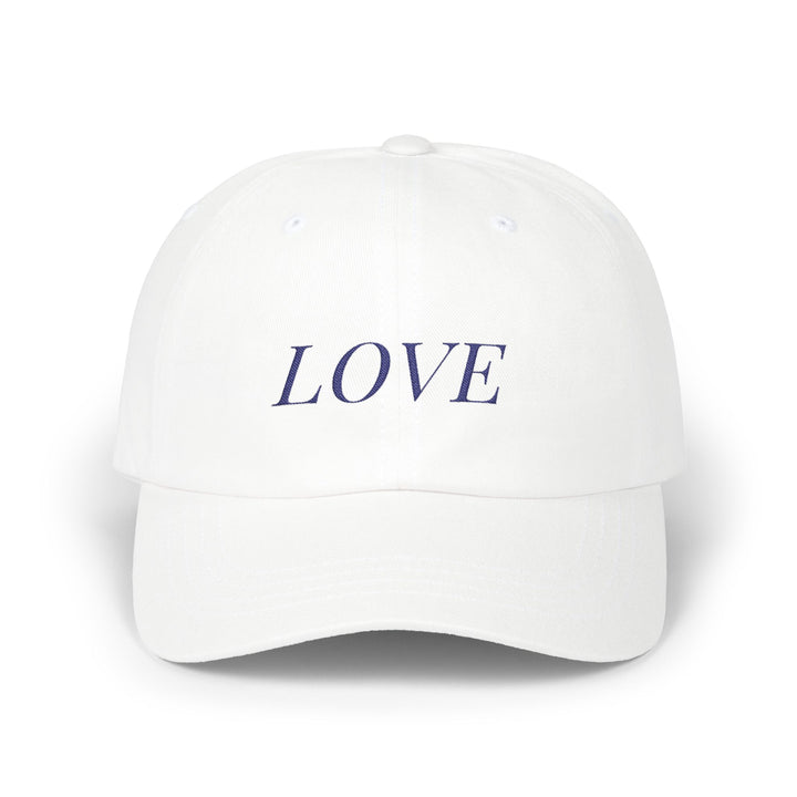 LOVE Dad Cap – White with Navy Embroidery | On Three & Co.