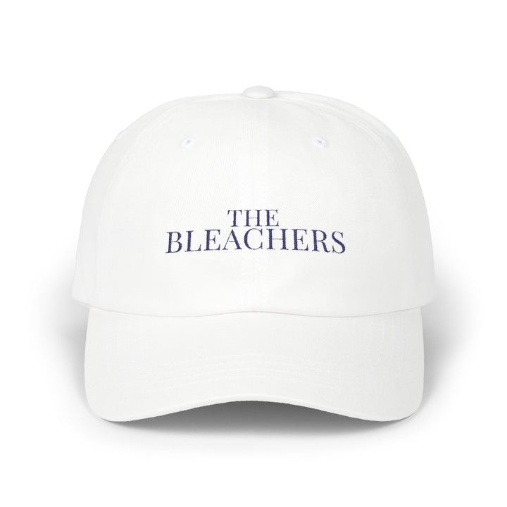 THE BLEACHER Dad Cap – White with Navy Embroidery | On Three & Co.