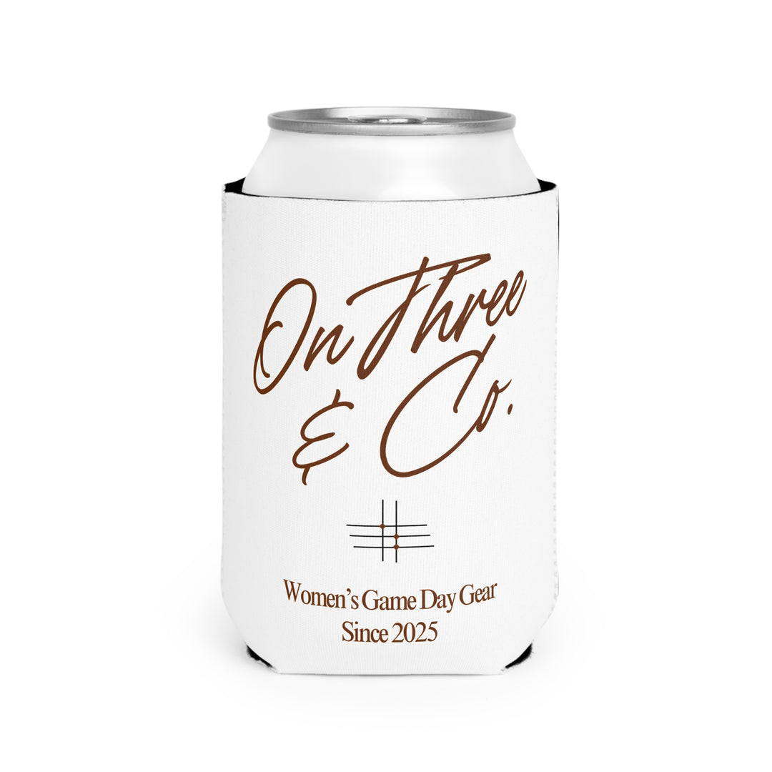 On Three & Co. Coozie Can Cooler | Terracotta with White Font