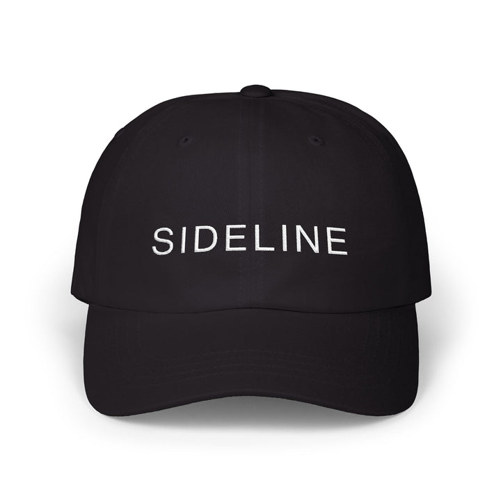 SIDELINE Dad Cap – Black with White Embroidery | On Three & Co.