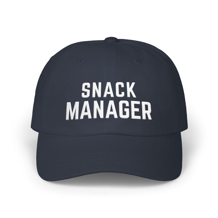 SNACK MANAGER Dad Cap – Navy with White Embroidery | On Three & Co.