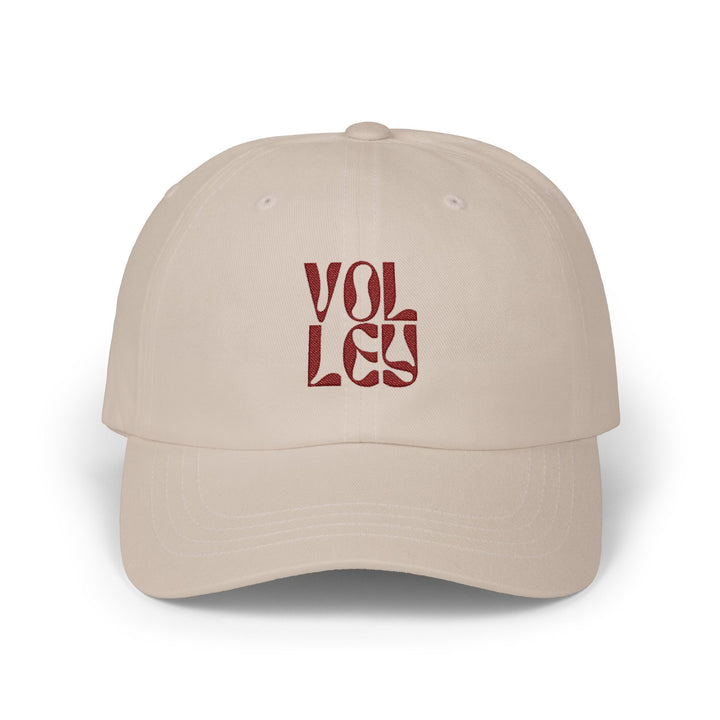 VOLLEY Dad Cap – Stone with Maroon Embroidery (Limited Edition) | On Three & Co.