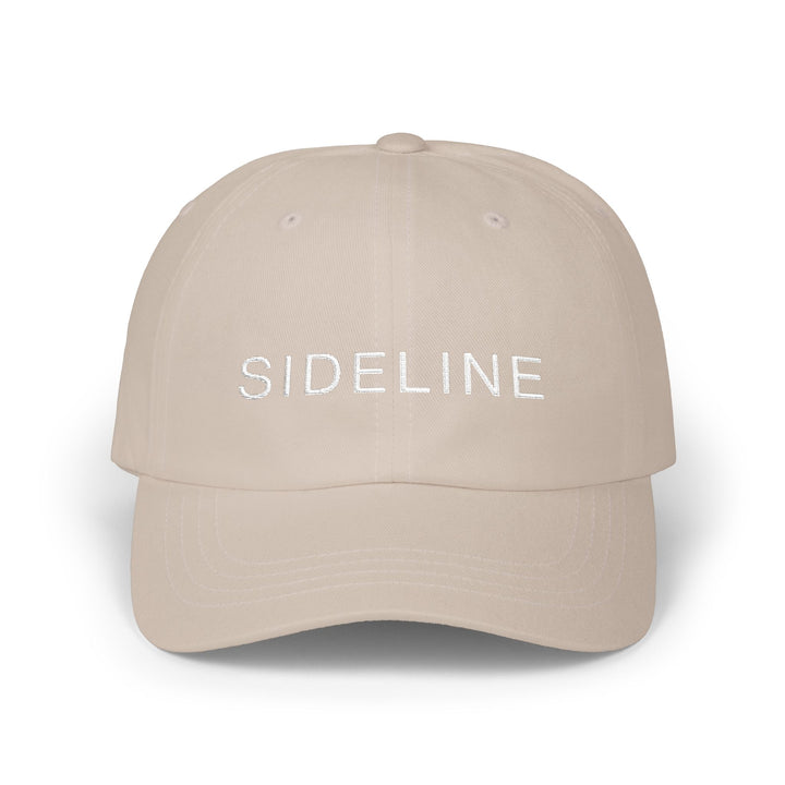SIDELINE Dad Cap – Stone with White Embroidery | On Three & Co.