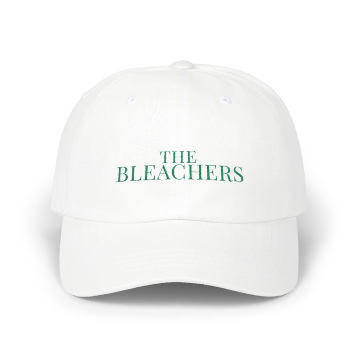 THE BLEACHERS Dad Cap – White with Kelly Green Embroidery | On Three & Co.