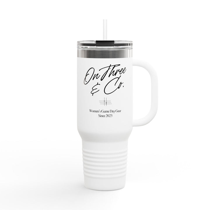 On Three & Co. 40oz Tumbler | White with Black Font