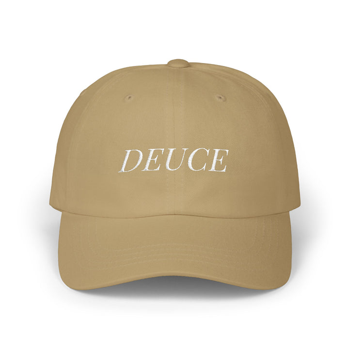 DEUCE Dad Cap – Khaki with White Embroidery | On Three & Co.